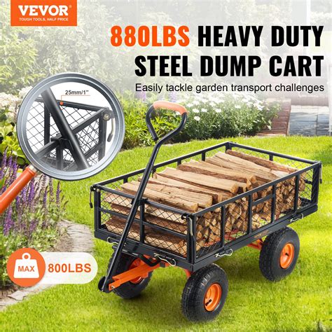 vevor dump cart metal garden dump cart  easy  assemble frame