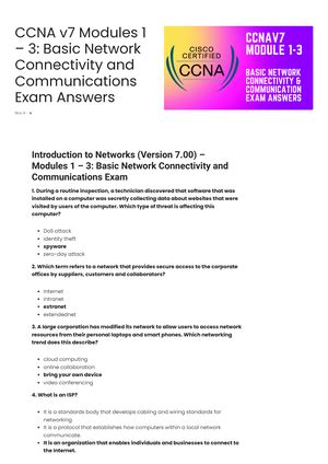 CCNA 1 V7 Modules 4 7 Ethernet Concepts Exam Answers Introduction