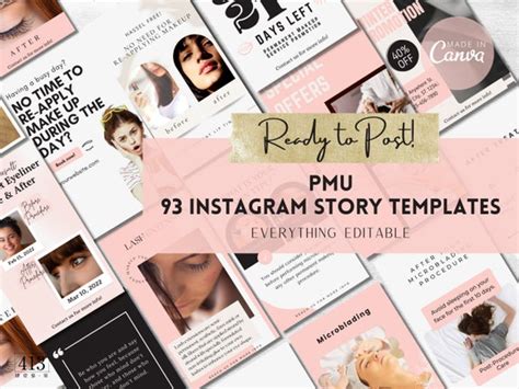 93 PMU Instagram Post Templates Editable With Canva Permanent Make Up