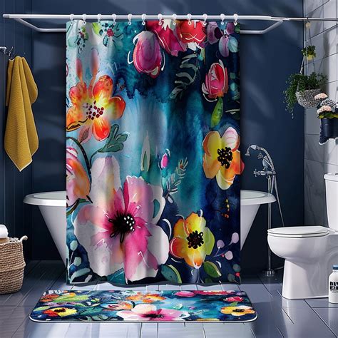 Bohemian Watercolor Floral Shower Curtain Brighten Your Bathroom With A