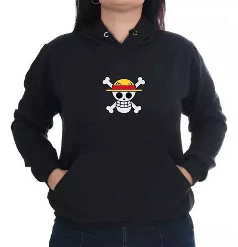 Blusa Moletom Canguru Unissex One Piece Caveira Logo Anime