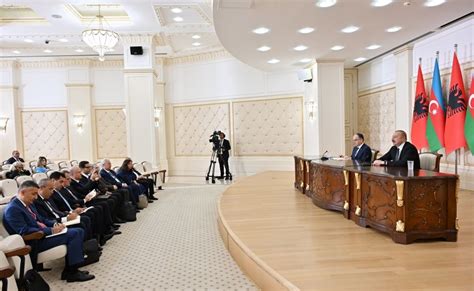 Azerbaijani Albanian Presidents Make Press Statements [update]