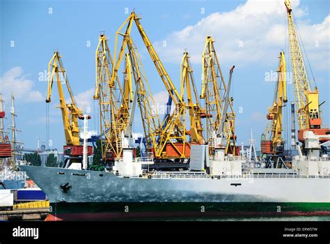 Port Warehouse With Containers And Industrial Cargoes Stock Photo Alamy