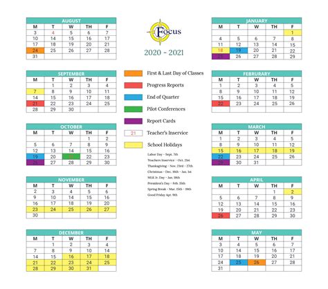 2020 – 2021 Class Schedule – Focus Preparatory