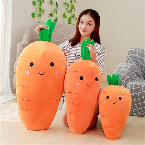 1pc Big Cretive Simulation Carrot Plush Toy Super Soft Carrots Doll Stuffed With Down Cotton