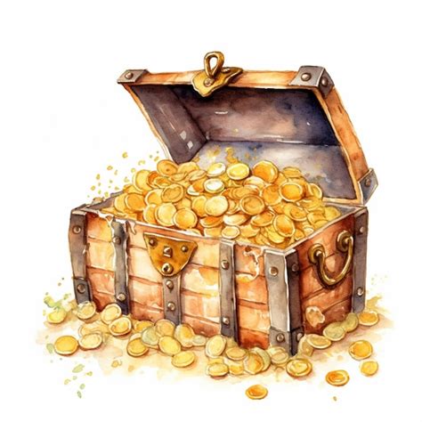 There Is A Painting Of A Chest Full Of Gold Coins Generative Ai