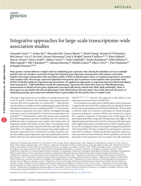 Pdf Integrative Approaches For Large Scale Transcriptome Wide