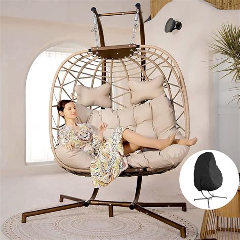 Amazon BULEXYARD Double Swing Egg Chair With Stand Indoor Outdoor