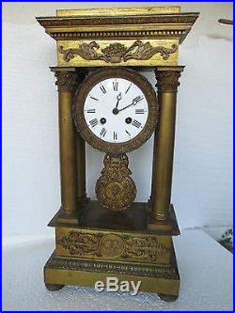 Ancienne Pendule Portique Epoque Empire Restauration Charles X Bronze