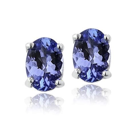 Sterling Silver 1 00ct Genuine Tanzanite Oval Stud Earrings EBay