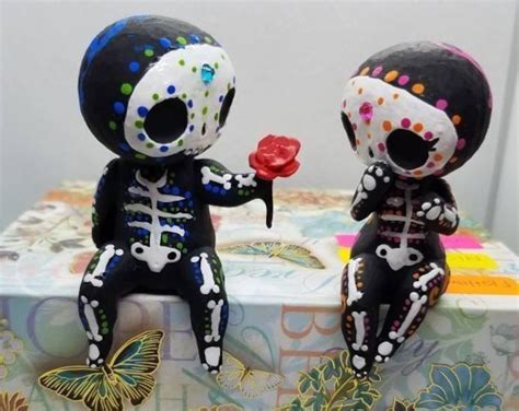 Sugar Skull Couple Figurine Hand Painted 3D Printed - Etsy