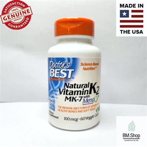 [พร้อมส่ง] Doctor S Best Natural Vitamin K2 Mk 7 With Menaq7 100 Mcg 60 Veggie Caps Lazada