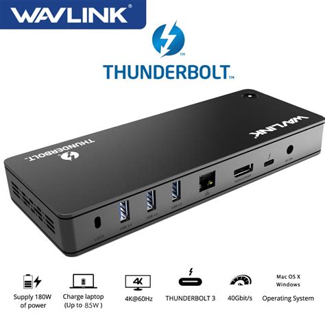 Stacja dokująca Wavlink Thunderbolt 3 4K 60Hz DisplayPort USB 3 0 85W