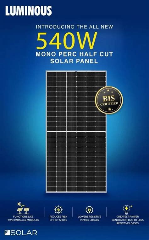 Luminous Monocrystalline 540 Watt Mono Perc PV Panels 335W 24V At Rs