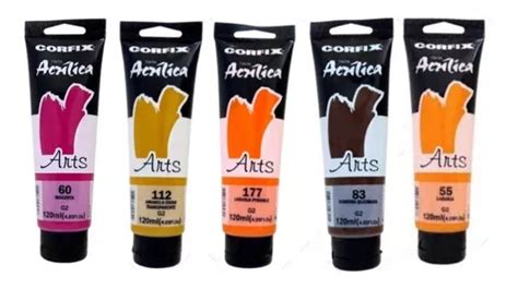 Kit 5 Tintas Acrílicas Corfix Arts 120ml G2 Escolha Sua Cor