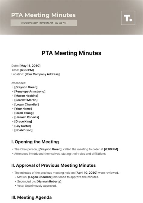 PTA Meeting Minutes Template - Edit Online & Download Example ...