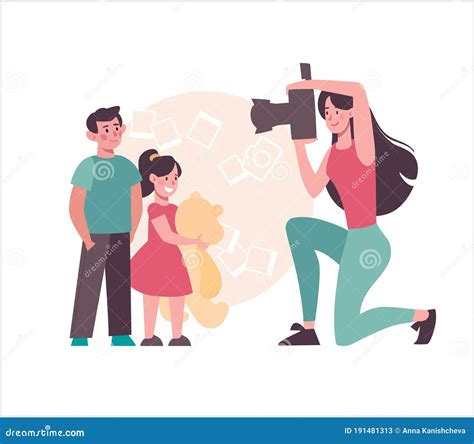 A Mother Takes Pictures of Her Children. a Woman Photographs Children