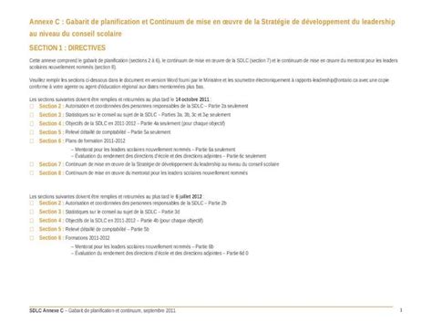 DOC Annexe C Gabarit De Planification Et Continuum De Mise