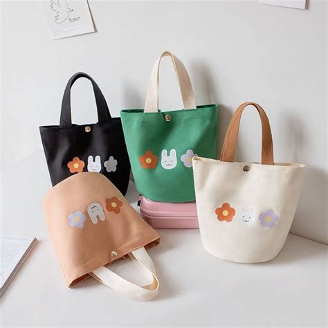 Canvas Bunny Flowers Handbag Cosmetic Bag Cartoon Handbags Ebay