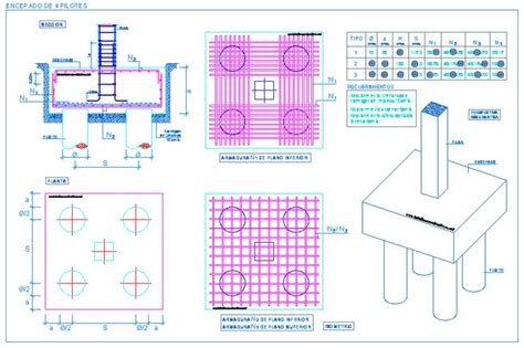 Encepado De 4 Pilotes Para La Cimentación De Un Pilar De Hormigón Armado Cimentacion Detalles