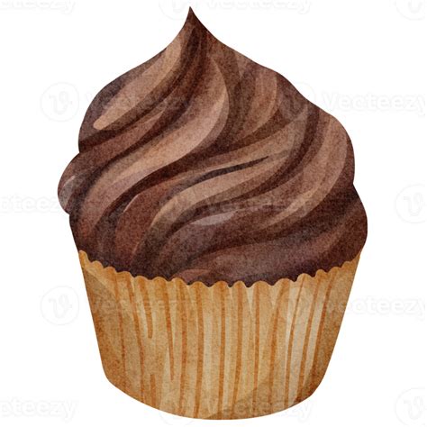 Watercolor Chocolate Cupcake Png