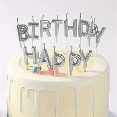 Unique Silver Happy Birthday Letter Cake Candles The Party Station