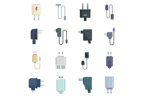 Charger Icons Set Flat Vector Mobile Charger 2367493