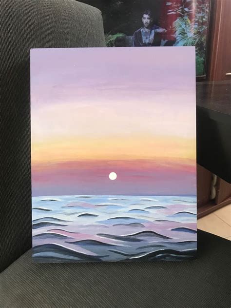 Cuadro Decorativo Dibujo Atardecer Lienzos Pintados Pinturas De