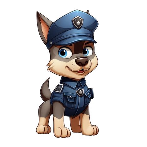 Cartoon Hund In Polizeiuniform Der Mit Der Pfote Auf Der Brust Steht