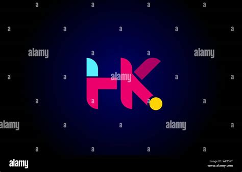 Pink Blue Alphabet Letter Hk H K Combination For Company Logo Suitable As Logotype Design For A