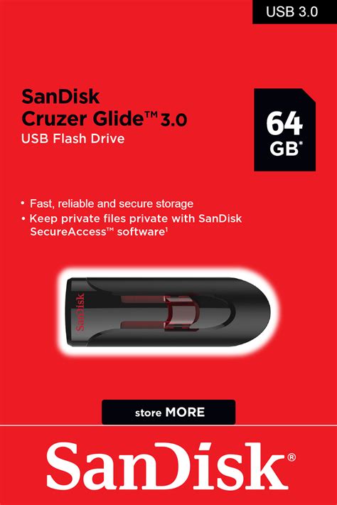 USB SanDisk Cruzer Glide 3.0 64GB Flash Drive Memory Stick CZ600-064G