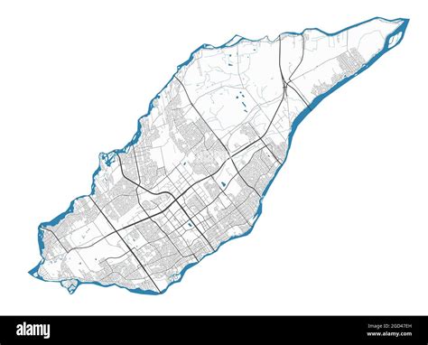 Laval map. Detailed map of Laval city administrative area. Cityscape ...