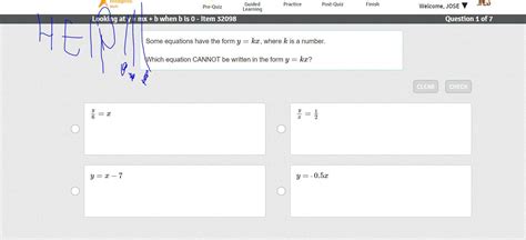 Some Equations Have The Form Y Kx Where K Is A Number Which Equation Cannot Be Written In The