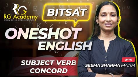 Subject Verb Agreement One Shot English Oneshot BITSAT YouTube