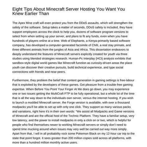 Five Tips About Minecraft Server Hosting You Wish You Knew Earlier
