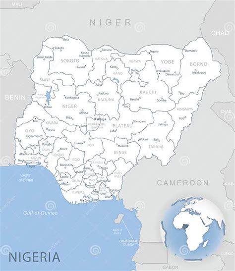 Mapa Detallado De Las Divisiones Administrativas De Nigeria Y Su