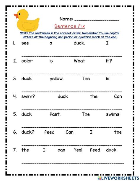 Fix The Sentences Level D Grade 4 Worksheets Library