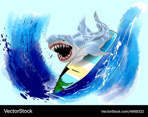 Surfing shark Royalty Free Vector Image - VectorStock