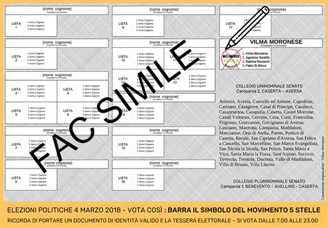 Elezioni 2018 Fac Simile Scheda Elettorale Uninominale M5s Caserta