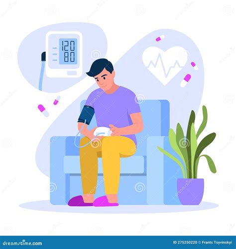 Heart Pressure Icon In Flat Style Arterial Blood Pressure Checking