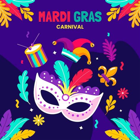 Free Vector Flat Illustration For Mardi Gras Festival