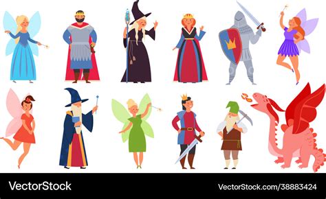 Fairy tale clipart medieval magician characters Vector Image