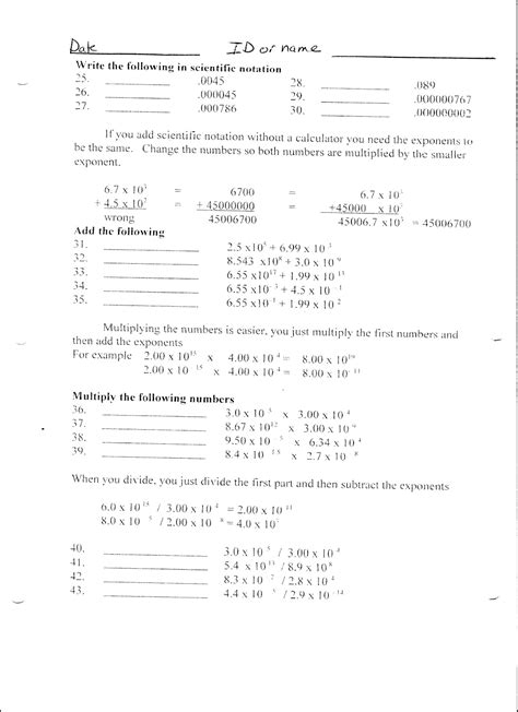 Physics Scientific Notation Worksheet