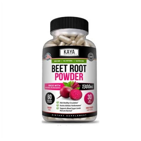 Organic Beet Root Kaya Powder Capsule 1300mg Per Serving 60 Capsules