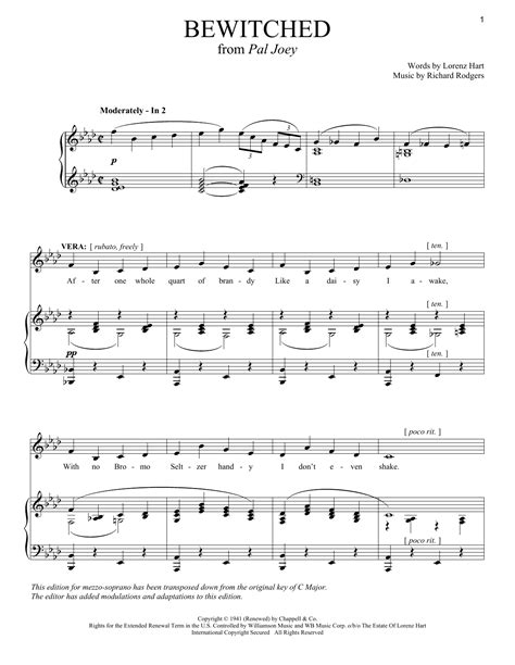 Bewitched By Rodgers Hart Sheet Music For Piano Vocal At Sheet