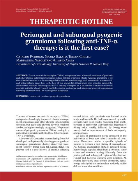 Pdf Periungual And Subungual Pyogenic Granuloma Following Anti Tnf α