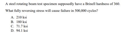 Solved A Steel Rotating Beam Test Specimen Supposedly Have A Chegg