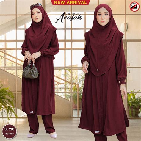 Mini Jubah Arafah Set Tudung Suit Muslimah Labuh Ironless Mesra Umrah