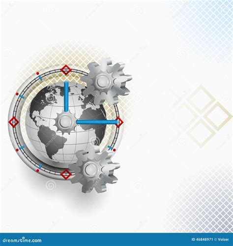 Abstract Arrangement with Gear and Clock Stock Vector - Illustration of ...