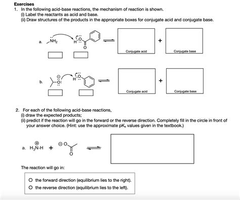 Solved Exercisesin The Following Acid Base Reactions The